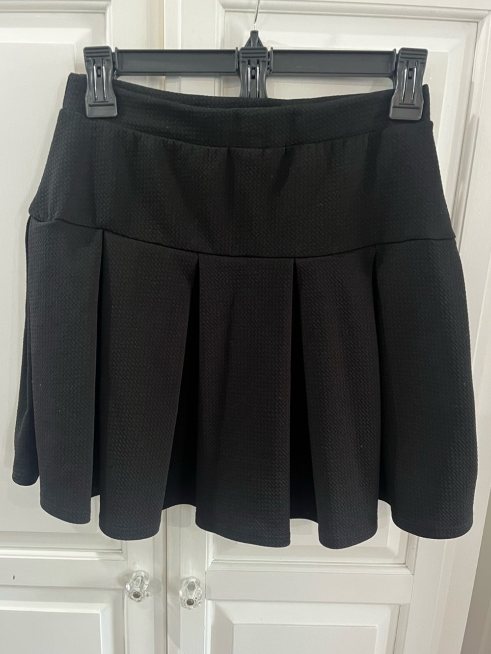 Caution To The Wind Black Skater Skirt with Box Pleats